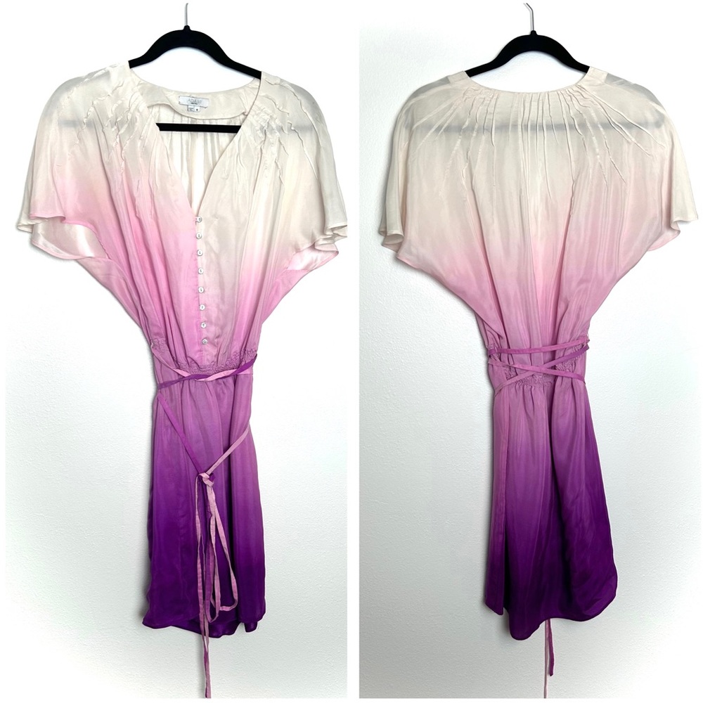 Adam Lippes Silk Ombré Dress with Waist Wrap Tie